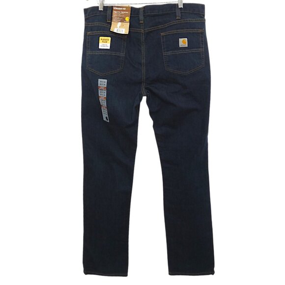 NWT Carhartt Rugged Flex Straight Fit Jeans 38x34 Dark Wash Workwear Cabincore - Picture 2 of 8